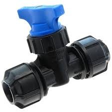Plastic stop valve with blue handle